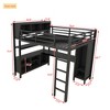 Full/Queen Size Metal Loft Bed with Wardrobe and L-Shaped Desk, Heavy-Duty Loft Bed with Storage Cubes and Shelves, White/Black - ModernLuxe - 4 of 4