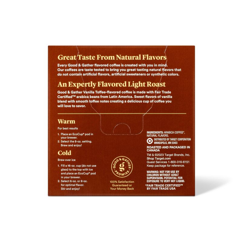 Naturally Flavored Vanilla Toffee with Other Natural Flavors Light Roast Arabica Coffee - 16ct - Good &#38; Gather&#8482;, 4 of 5