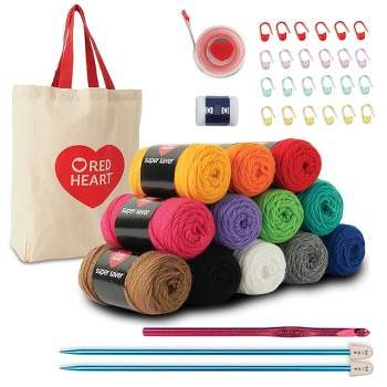 87 Piece Crochet Kit with Yarn Set Premium Bundle Includes 9 Crochet Hooks,  48 Acrylic Crochet Yarn Balls, 6 Needles, Book, Bags and More Beginner and  Professional Starter Pack Set 
