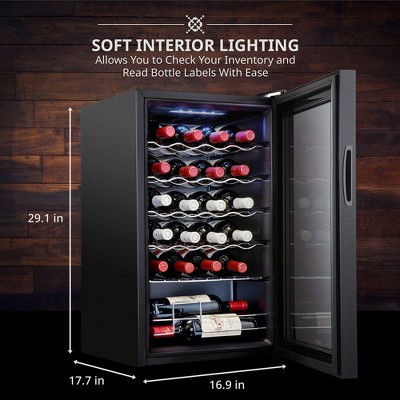 Ivation 24 Bottle Black Freestanding Wine Cooler with Lock