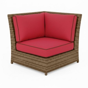 Covers&All Palisades 35.5 in Sectional Corner Chair, Sahara Wicker w / Sunbrella - 1 of 4