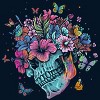 Men's Design By Humans Floral Butterfly Skull Funny Halloween Costume Hippie Flower By JeilJersey Tank Top - 2 of 3