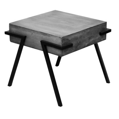 Square Mango Wood Side Accent Table with Angled Metal Legs Gray/Black - The Urban Port