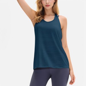 Anna-Kaci Active Women's Lightweight Racerback Tank Top with Textured Stripe Pattern - 1 of 4