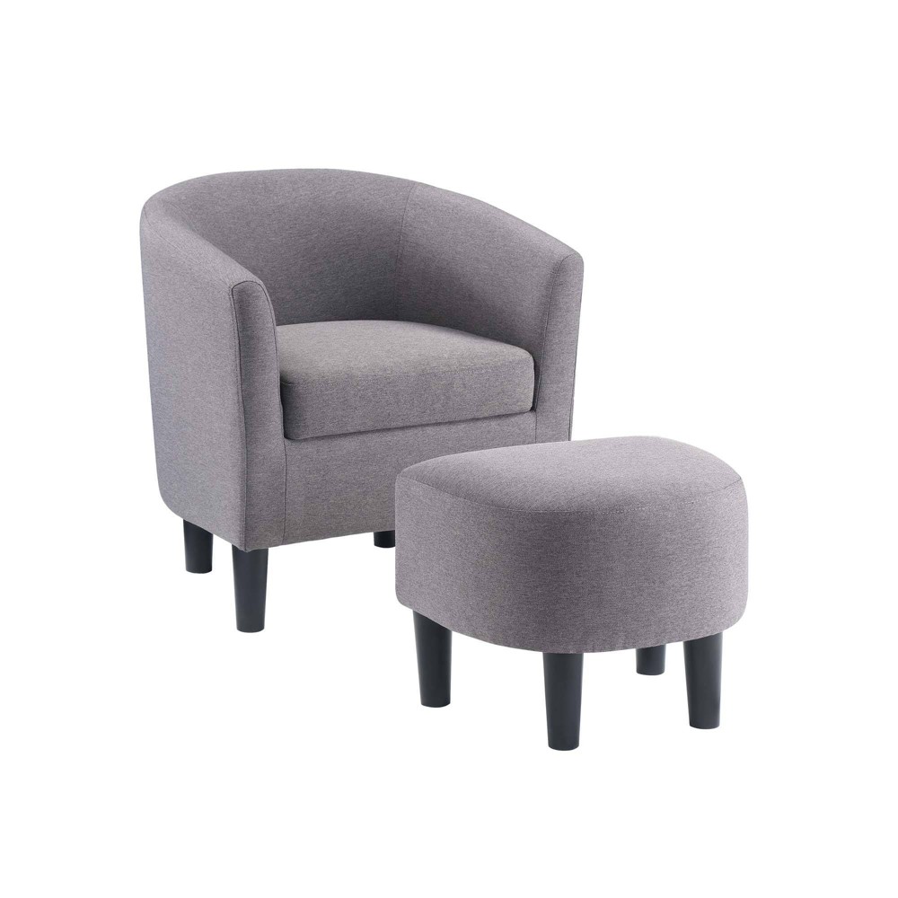 Photos - Chair Take a Seat Churchill Accent  with Ottoman Charcoal Gray Linen - Brei