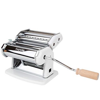 Imperia Pasta Maker Machine, White, Made in Italy - Heavy Duty Steel Construction w/ Easy Lock Dial & Wood Grip Handle