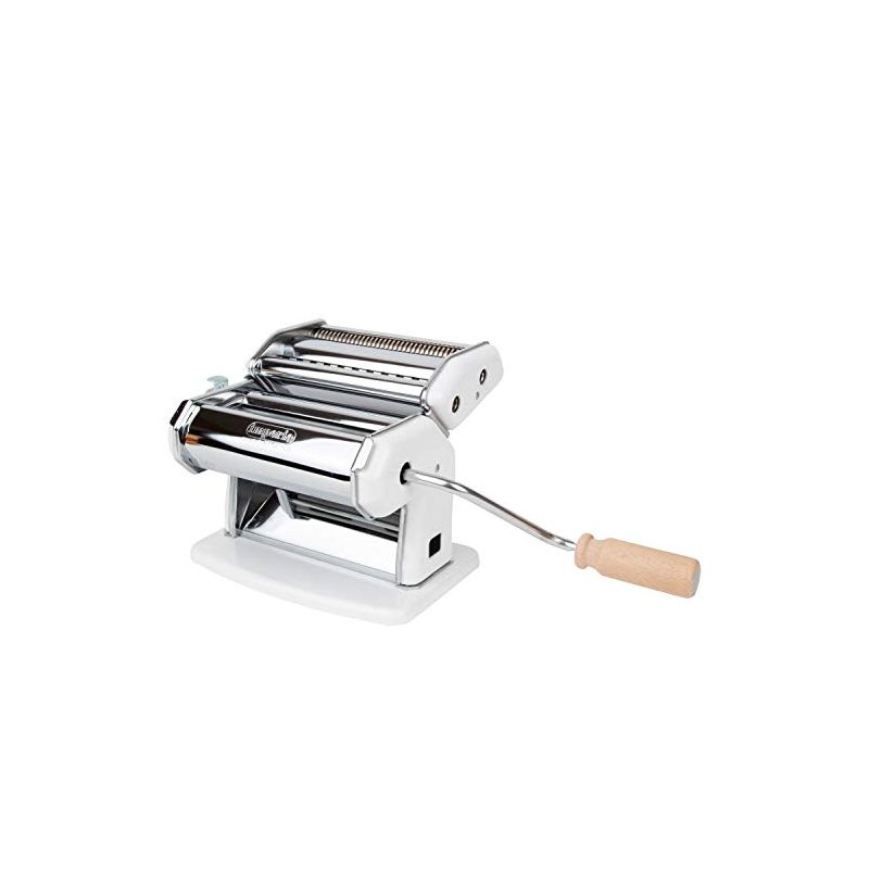 Imperia Pasta Maker Machine, White, Made in Italy - Heavy Duty Steel Construction w/ Easy Lock Dial & Wood Grip Handle, 1 of 2