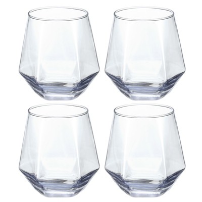 Unique Bargains Stemless Geometric Design Diamond Whiskey Glasses 4 Pcs