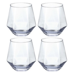 Unique Bargains Stemless Geometric Design Diamond Whiskey Glasses 4 Pcs - 1 of 4