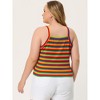 Women's Plus Size Stripe Crew Neck Sleeveless Stretch Camisole - Agnes Orinda - 4 of 4
