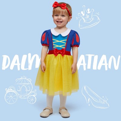 Joyfy Baby Girl Halloween Princess Costume Set, Kids Yellow Princess Dress and Headband for Halloween Cosplay Dress Up