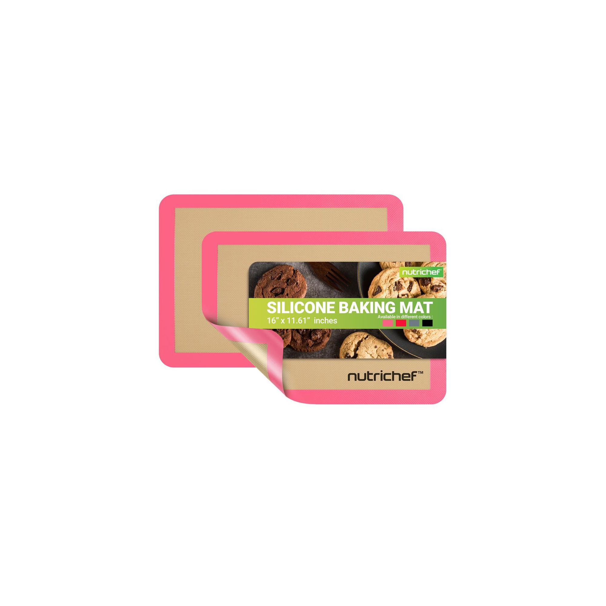 Nutrichef 2 - Pc Silicone Baking Mats - Brown & Pink