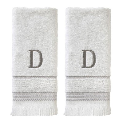 SKL Home By Saturday Knight Ltd Casual Monogram Hand Towel Set A - 2-Count - 16X26", White
