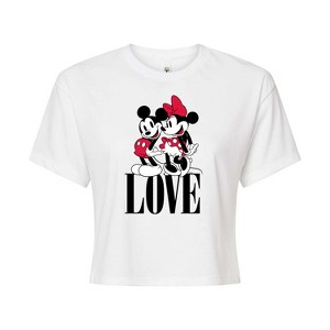 Women's - Disney - Mickey Minnie Love Cropped Graphic T-Shirt - 1 of 4