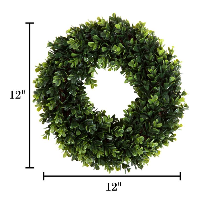 Nature Spring UV-Resistant Artificial Boxwood Wreath - 12", 3 of 8