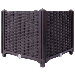 TUYOHW Self-Watering Deep Raised Garden Bed,Plastic Planter Box with Water Level Monitor for Vegetables Flowers Herbs,Brown - 1 of 4