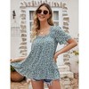 Womens Floral Tunic Blouse 2024 Square Neck Summer Tops Short Ruffle Sleeve Smock Tops for Women - 3 of 4