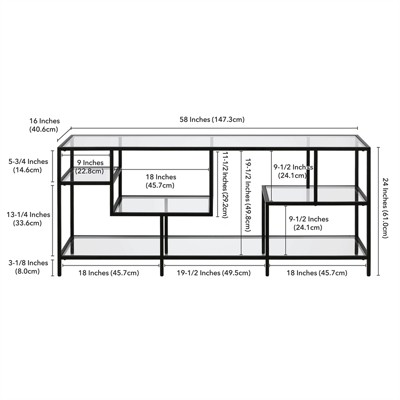 Deveraux 58'' Modern Blackened Bronze TV Stand with Glass Shelves