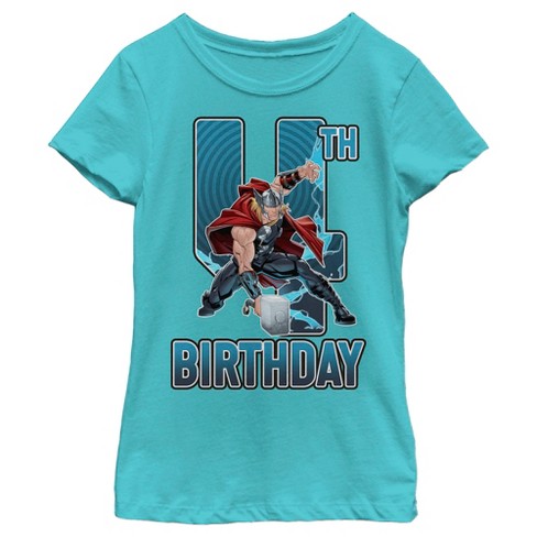 Girl's Marvel Thor Hammer 4th Birthday T-Shirt - image 1 of 4