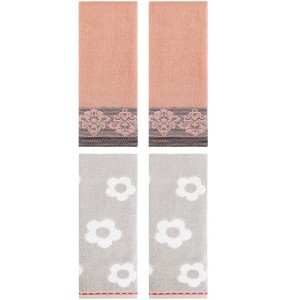 REGALWOVEN 4 Pcs Cute Floral Pattern Soft Absorbent Hand Towel for Bathroom - 1 of 4