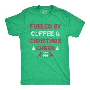 Mens Fueled By Coffee And Christmas Cheer Funny Xmas Spirit Caffeine Lovers Tee For Guys - Crazy Dog Men's T Shirt - 1 of 4