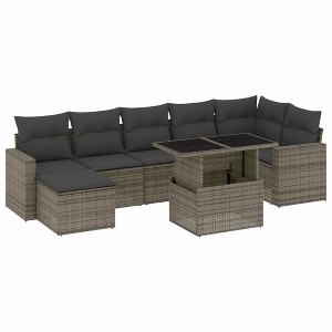 vidaXL 8 Piece Patio Sofa Set with Cushions - Gray Poly Rattan - 1 of 4