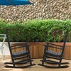Outsunny 2 Pc Outdoor Rocking Chair, Traditional Slatted Porch Rocker with Armrests, Waterproof HDPE, Black - 2 of 4