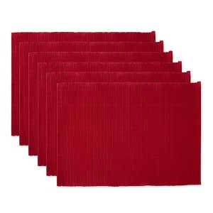 DII Solid Ribbed Placemat Set/6, Cardinal Red - 1 of 4
