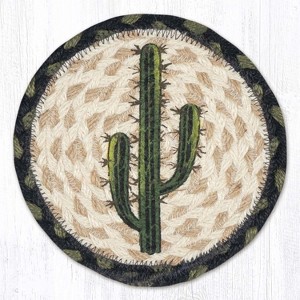 Earth Rugs Lodge Cabin Round Coaster 7" – Rustic Saguaro Cactus Table Protector - 1 of 3
