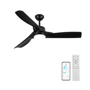 Wanze of Ocean 52 in. Smart Indoor Black App&Remote Remote Downrod Mount Ceiling Fan with 3-Colors Dimmable LED Light and 2 Downrods - 1 of 4