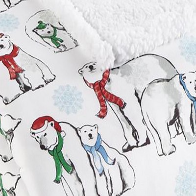 Twin Polar Bears Fleece Sherpa Reversible Blanket