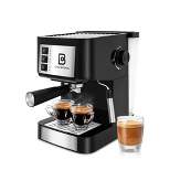 Casabrews Series Espresso Coffee Machine with Milk Frother Wand and Detachable Water Tank for Cappuccino, Latte, and Barista, Black/Silver