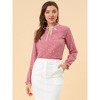 Allegra K Women's Bow Tie Neck Ruffled Collar Printed Long Sleeve Vintage Blouse - 2 of 4