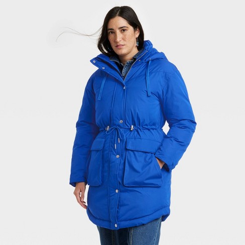 Ladies blue parka coat new arrivals