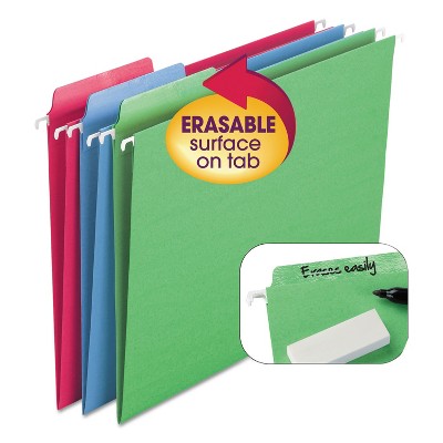 Smead Erasable FasTab Hanging Folders 1/3-Cut Letter 11 Point St Assorted 18/Box 64031