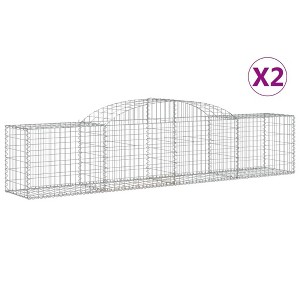 vidaXL Arched Gabion Baskets 2 pcs - Galvanized Iron Garden Barriers for Sound-Insulation and Décor - 118.1"x19.7"x23.6"/31.5" - 1 of 4