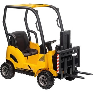 12V Kids Ride On Forklift Car with Tent, Electric Ride On Construction Car Toy for Toddles with Remote Control, 2 Speeds, Music - 1 of 4