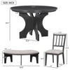5-Piece Round Dining Table Set for 4, Rubber Wood Farmhouse Dinette with Upholstered Chairs & Bench, Kitchen or Dining Room Furniture - Cuddlewood - 4 of 4