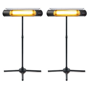 Sengoku HeatMate Weatherproof Outdoor Graphite Heater with Tripod Stand and Remote Control for Decks, Patios, and Backyard Areas, Black (2 Pack) - 1 of 4