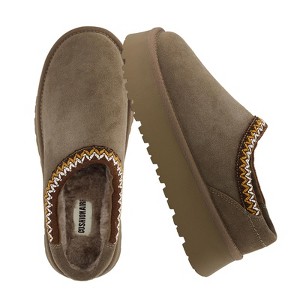 CUSHIONAIRE Women’s Kabuki Genuine Suede Platform Mule Slippers with Memory Foam, Indoor/Outdoor, Wide Widths Available - 1 of 4