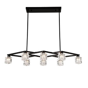 DOMETOUR Matte Black Crystal 8-Light Chandelier, Modern Industrial Metal Fixture for Dining Room, Kitchen, Farmhouse, Entryway, Living Room - 1 of 4