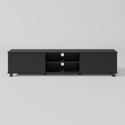 CorLiving Hollywood TV Stand for TVs up to 85" Black: Modern Console, Adjustable Shelves, MDF Frame