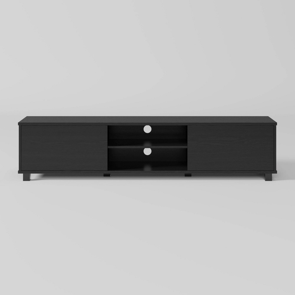 Photos - Display Cabinet / Bookcase CorLiving Hollywood TV Stand for TVs up to 85" Black: Modern Console, Adju 