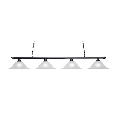 Toltec Lighting Oxford 4 - Light Island Pendant Light in  Matte Black with 16" White Marble  Shade