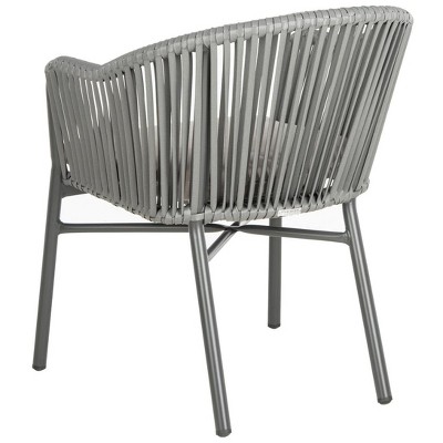 Gray Rope and Wicker Dining Arm Chair with Cushions