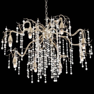Champagne Silver Branches Chandelier with Clear Crystal Strands