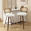 Bekrvio 26"/29" Mid-Century Modern Swivel Bar Stools Set of 1/2/3/4- Faux Leather Upholstered with Back and Bent Wood Legs,Ideal for Kitchen Island - 2 of 4