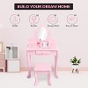 Kids Vanity Set with Adjustable Angle Mirror, Pretend Play Girls Vanity Table and Chair Set with Mirror, Stool, and Wood Makeup Playset - 4 of 4