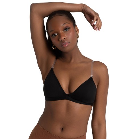 Capezio Black Women's Deep Neck Clear Back Bra, Small : Target