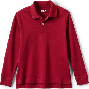 Lands' End School Uniform Kids Long Sleeve Interlock Polo Shirt - 1 of 3